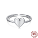 925 открытое кольцо-манжета из серебра с родиевым покрытием RJEW-K253-01P-1