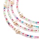 Collar multicapa de perlas naturales y semillas de vidrio con cuentas y nudo de cuerda para mujer NJEW-JN03908-01-4
