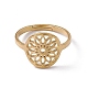 Ion Plating(IP) 201 Stainless Steel Flower Adjustable Ring for Women RJEW-C045-01G-2