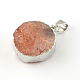 Oval Silver Plated Dyed Natural Druzy Agate Pendants with Iron Clasps G-R275-291-3