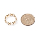 Shell Pearl & Brass Braided Bead Cross Finger Ring for Women RJEW-TA00053-4