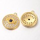 Flat Round with Eye Brass Micro Pave Cubic Zirconia Charms ZIRC-D053-2