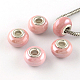 Rondelle pearlized porcellana fatti a mano perle europee PORC-R042-D10-1