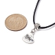 Collana con pendente in lega cuore con parola mamma e cordoncini in similpelle NJEW-JN04494-3