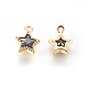 Golden Tone Brass Micro Pave Cubic Zirconia Charms ZIRC-L075-13A-G-2