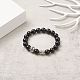 Natural Obsidian Beads Stretch Bracelets BJEW-JB03849-03-5