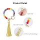 Schlüsselanhänger mit runden Perlen aus Silikon mit Quaste aus Kunstleder KEYC-SW00005-04-2