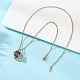 Makramee-Beutel aus Messing mit natürlichem Amethyst innen und Anhängerketten aus 304er Edelstahl für Damen&nbsp;NJEW-JN05607-03-2