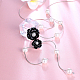 トレンディな亜鉛合金の花のセーターのネックレス  プラスチック製のビーズと  ブラック  プラチナ  24インチ NJEW-BB15005-A-4