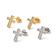 Clear Cubic Zirconia Cross Stud Earrings EJEW-F301-01-1
