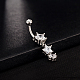 Star 18K Platinum Plated Body Jewelry Brass Cubic Zirconia Dangle Belly Rings AJEW-EE0001-09-2