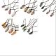 5 Stück 5 Stil natürliche gemischte Edelstein-Nuggets-Anhänger-Halskette mit Rindslederband für Frauen NJEW-SZ0001-58-1