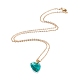 Heart Glass Pendant Necklaces NJEW-K117-01G-3