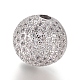 Brass Micro Pave Clear Cubic Zirconia Beads ZIRC-L085-62P-3