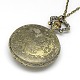 Alloy Flat Round with Dragon Pendant Necklace Pocket Watch WACH-N012-27-3