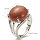 調整可能な天然および合成宝石の指指輪  真鍮パーツ  usサイズ7 1/4(17.5mm) RJEW-F075-01-6