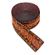 エスニック風刺繍ポリエステルリボン  ジャカードリボン  服飾材料  片面花柄  レッド  1-3/8インチ（34mm）  7 m /ロール OCOR-WH0063-31-1