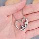 Exquisite Heart and Cat Alloy Rhinestone Pendant Necklaces NJEW-N0052-111-2