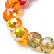 Pulseras elásticas de vidrio redondo facetado de color arcoíris para mujer BJEW-JB09481-01-3