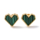 6 Pair 2 Color Synthetic Malachite Heart Stud Earrings EJEW-A024-11-3