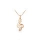 Collares pendientes de aleación chapados en oro rosa real con símbolo musical NJEW-AA00067-13RG-1