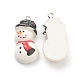 樹脂チャーム  クリスマスフェスティバルのために  プラチナアイアンペグベイル付き  雪だるま  ホワイト  33x15x8mm  穴：2mm RESI-O010-19-2