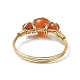 天然宝石のラウンド編組ビーズの指輪  女性のためのライトゴールド銅ワイヤーラップジュエリー  内径：18mm RJEW-JR00550-7