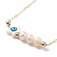 Natural Pearl & Shell Star with Evil Eye Beaded Pendant Necklaces NJEW-JN03898-02-1