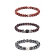 Set di braccialetti elastici con perline rotonde in pietra mista naturale e sintetica a 3 pezzo BJEW-JB08586-4