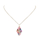 Collier pendentif losange en perles de pierres précieuses mélangées naturelles NJEW-JN04319-4