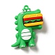 ハンバーガーの形をした恐竜のPVCペンダント  芝生の緑  52x42x16.5mm  穴：3mm KY-E012-03A-1