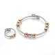 304 Stainless Steel Torque Bangles and Finger Ring Jewelry Sets SJEW-L137-05MP-1