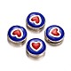 Flat Round with Heart Alloy Enamel Slide Charms ENAM-D035-01-2