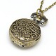 Alloy Flat Round with Star Pendant Necklace Pocket Watch WACH-N011-83-3