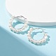 Boucles d'oreilles créoles perlées enveloppées de fil de perles naturelles pour femmes EJEW-JE04758-02-2