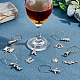 SUNNYCLUE 1 Box 16 Styles Tourist Theme Wine Glass Identifiers Charms Drink Markers Tags Tibetan Style Alloy Pendants Stainless Steel Hoop for Party Favors Decoration Supplies Gifts DIY-SC0017-76-5