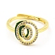 Mixed Color Enamel Initial Letter Adjustable Ring with Clear Cubic Zirconia RJEW-P045-01G-O-2