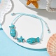 Fish & Starfish Synthetic Turquoise Braided Bead Bracelets BJEW-JB09820-4