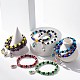 Bracelet extensible en perles rondes en turquoise synthétique (teint) et lampadaire mauvais œil avec breloque main hamsa pour femmes BJEW-JB07836-2