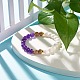 Bracelets extensibles de perles rondes en pierre et bois mélangés pour femmes BJEW-JB07503-4