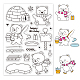 GLOBLELAND Birthday Theme Clear Stamps Polar Bear Ice Skating Fishing Silicone Clear Stamp Seals for Cards Making DIY Scrapbooking Photo Journal Album Decor Craft DIY-WH0167-56-624-1
