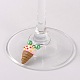 Handmade Polymer Clay Snacks Wine Glass Charms AJEW-JO00013-03-2