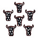 環境に優しい牛革レザーのビッグペンダント  染色木材  ヒョウと牛の頭  ホワイト  55x50x3mm  穴：2.5mm FIND-N049-12-05-2