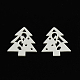 染色されたクリスマスツリーの木のカボション  ホワイト  34x29x2mm WOOD-R240-21-1