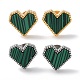 6 Pair 2 Color Synthetic Malachite Heart Stud Earrings EJEW-A024-11-2