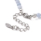 Clear Cubic Zirconia Star Charm Necklace with Natural Angelite & Imitation Pearl Beaded Chains for Women NJEW-JN04148-3