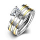 Titanio de acero de 316l de moda par de anillos de circonia cúbica RJEW-BB06903-7-1-1