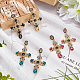 ANATTASOUL 3 Pairs 3 Colors Plastic Cross Dangle Stud Earrings EJEW-AN0004-63-7