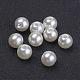 Perlas acrílicas sueltas de imitación gruesas redondas de color blanco cremoso X-PACR-8D-12-1