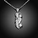Silver Color Plated Brass Cubic Zirconia Heart Pendant Necklaces for Women NJEW-BB00677-2